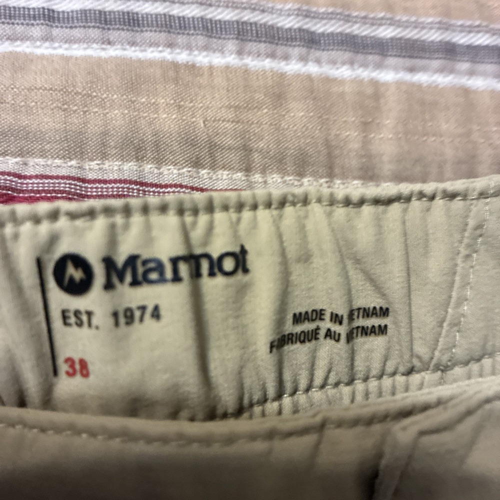 Marmot Arch Rock Shorts Belted 9" Inseam Hiking Flat Front Nylon Tan Men's 38 - Picture 4 of 6